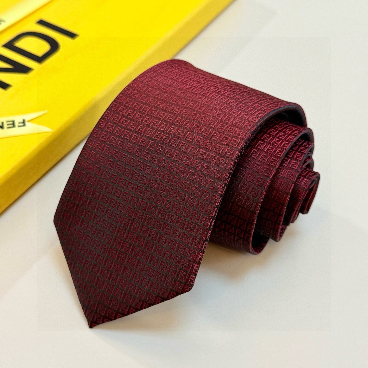 Fendi Style Men's Textured Solid Silk Tie