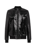 Philipp Plein crocodile-effect panelled bomber jacket