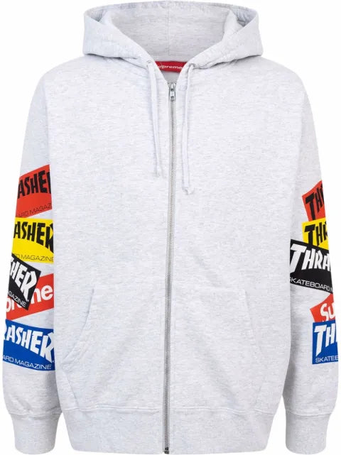 Supreme Thrasher multi logo zip-up hoodie