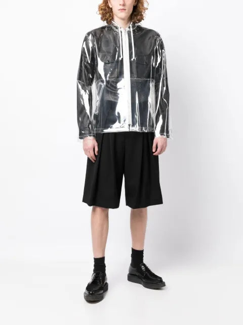 Black Comme Des Garçons slogan-print transparent jacket