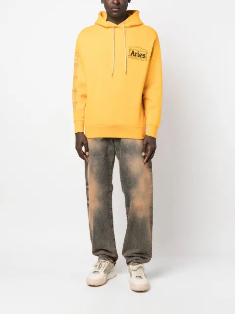 Aries Embroidered-logo pullover hoodie