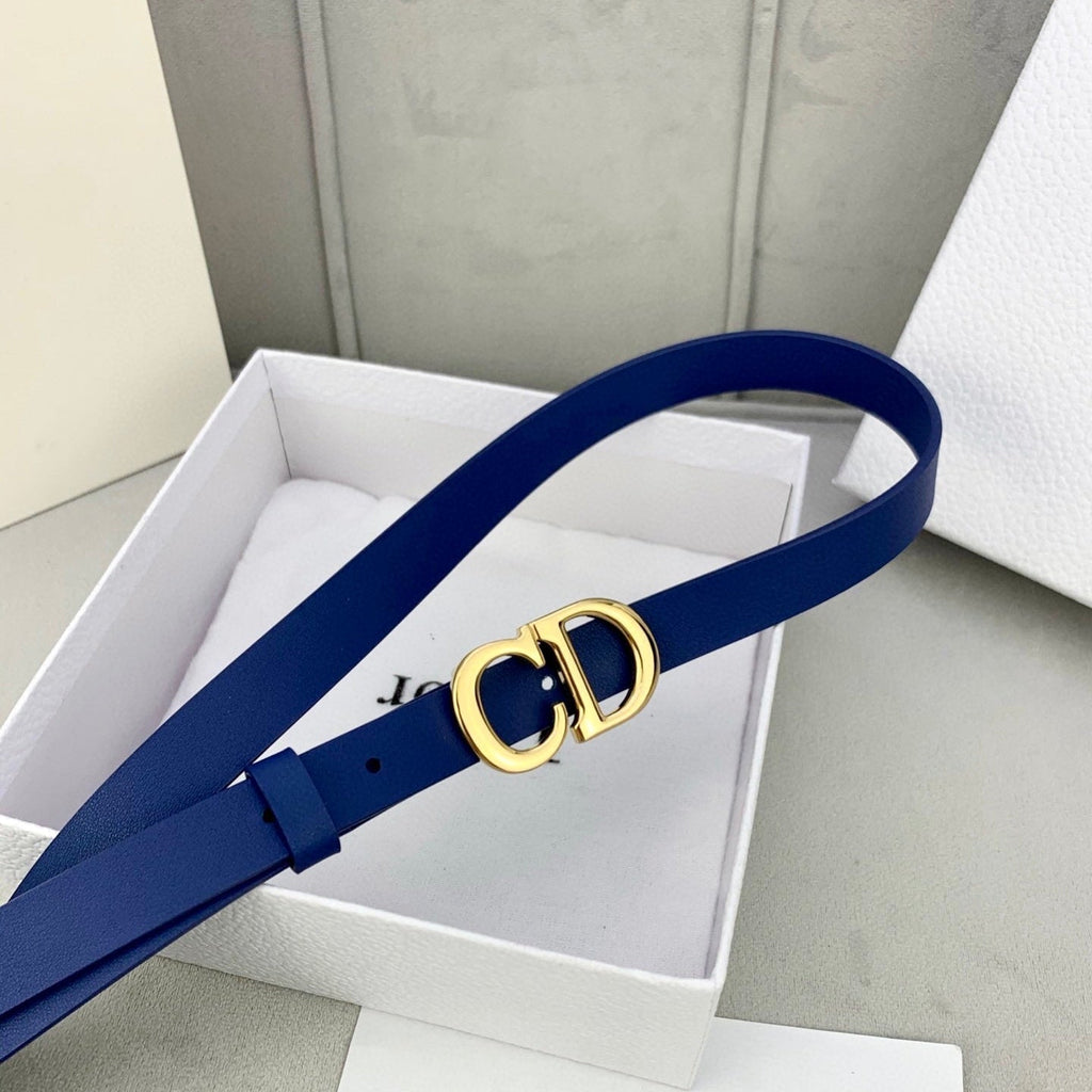 DIOR 25S BELT 20 MM IN NAVY BLUE CALFSKIN WITH GOLD HARDWARE 590778