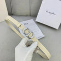 DIOR 25S BELT 20 MM IN BEIGE WHITE CALFSKIN WITH SILVER HARDWARE 590776