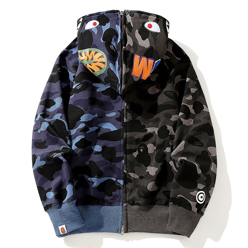 BAPE Camo Shark Spliced Zip Hoodie - Two-Tone