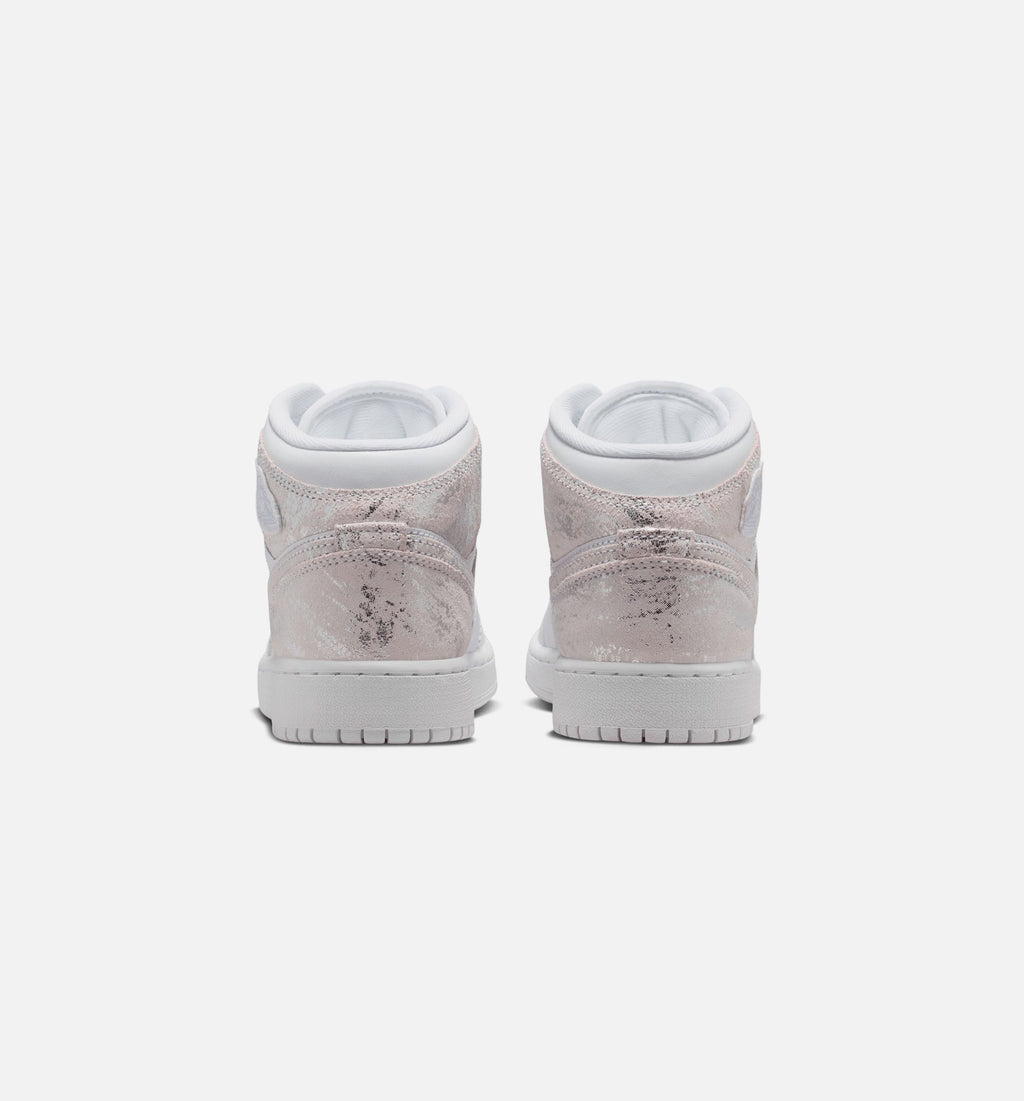 Air Jordan 1 Mid SE Grade School Lifestyle Shoes - White / Field Silver