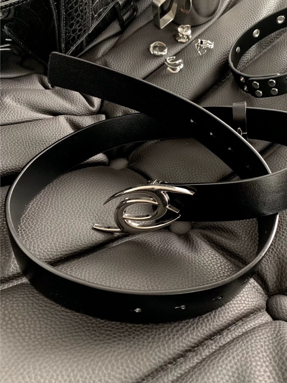 Akiyama Vortex Metal Buckle Leather Belt Punk Avant-Garde Waist Belt
