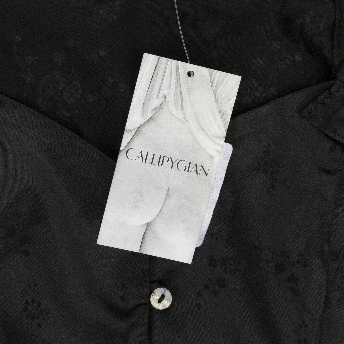 BLACK JACQUARD BUTTON BLOUSE