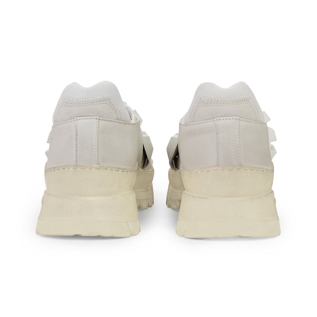 WHITE RIDGED TEXTURE SNEAKERS