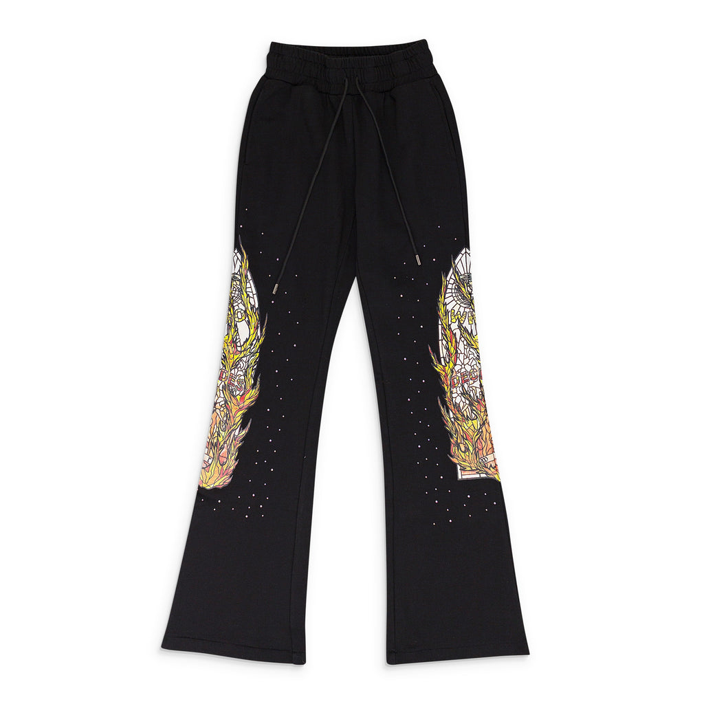 BLACK FLAME GLASS SWEATPANTS