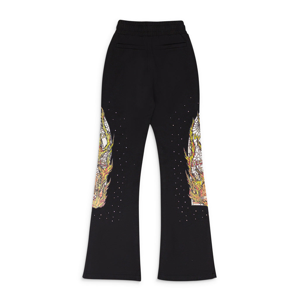 BLACK FLAME GLASS SWEATPANTS