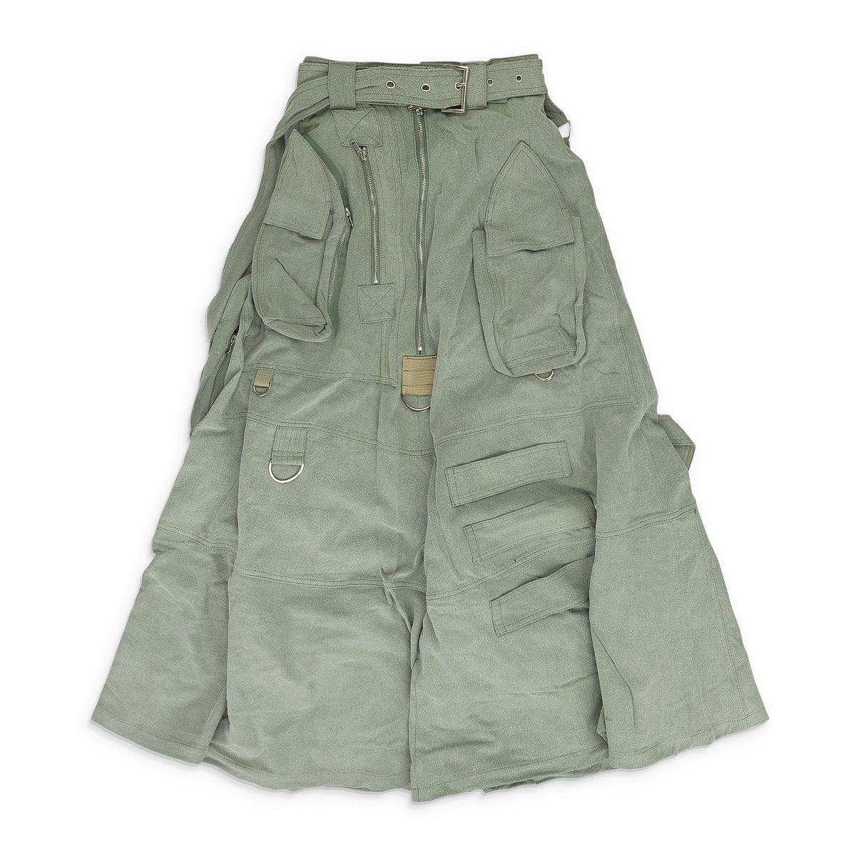 GREEN MULTI POCKET SKIRT