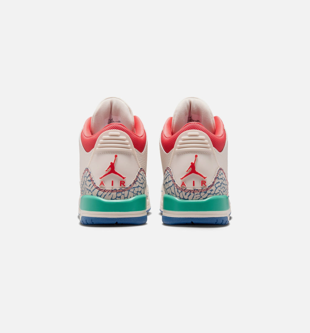 Air Jordan 3 Retro Play Your Way Grade School Lifestyle Shoe – Chalk/Track Red/True Blue/Kinetic Green
