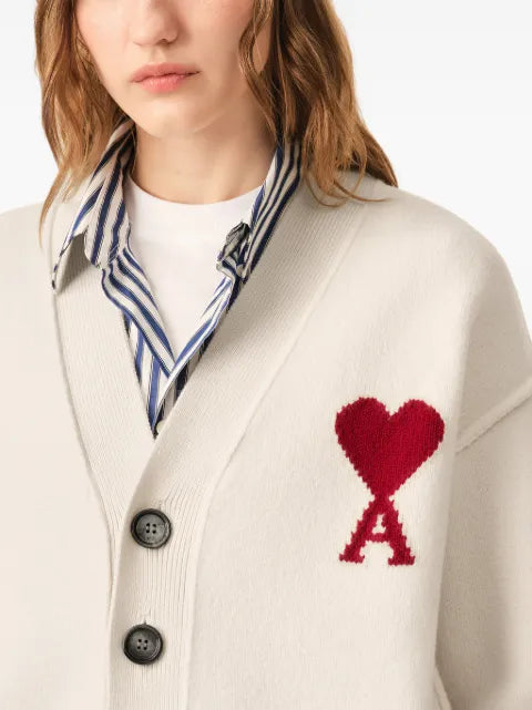 AMI Paris Ami de Cœur intarsia-knit cardigan
