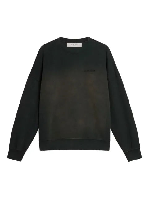 Golden Goose sweatshirt in worn black cotton with logo embroidery