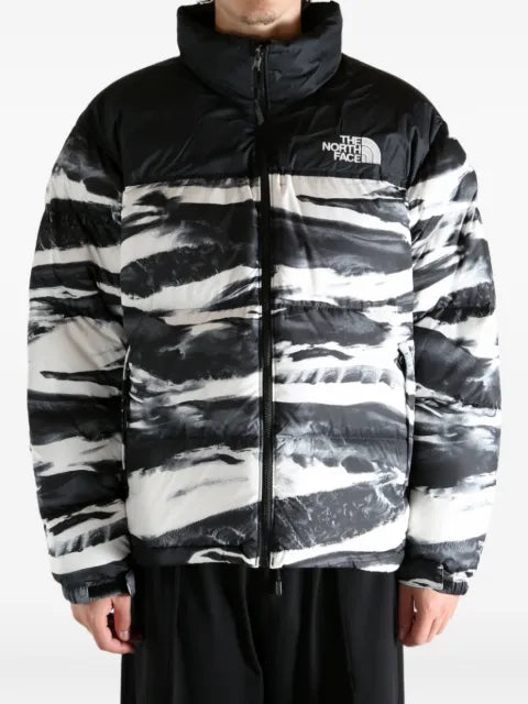 The North Face wave-print puffer jacket