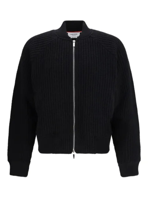 Thom Browne wool waffle raglan 4-Bar bomber jacket