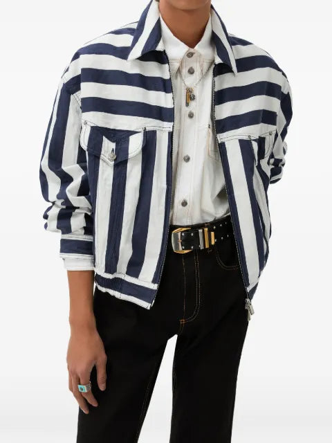 Versace striped cotton denim blouson