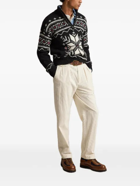 Polo Ralph Lauren snowflake-intarsia half-zip sweater