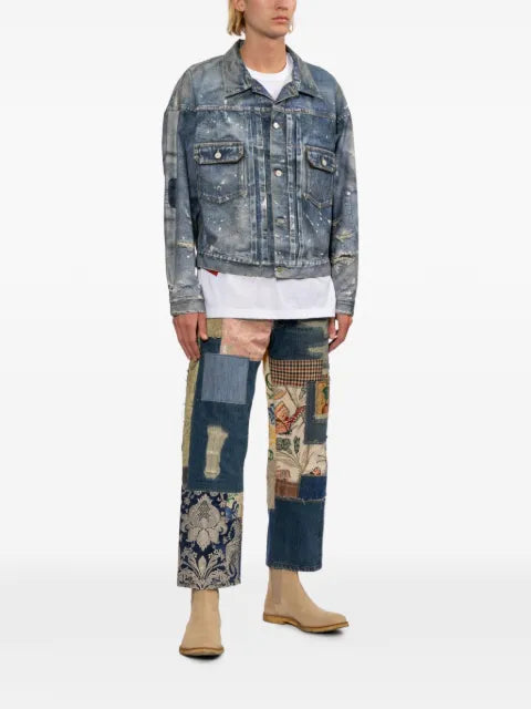 Junya Watanabe MAN paint-splatter distressed denim jacket