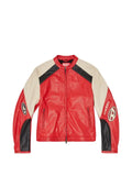 Diesel biker jacket in colour-block perforated leather