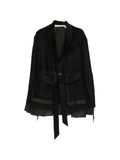 midorikawa belted raw-edge jacket