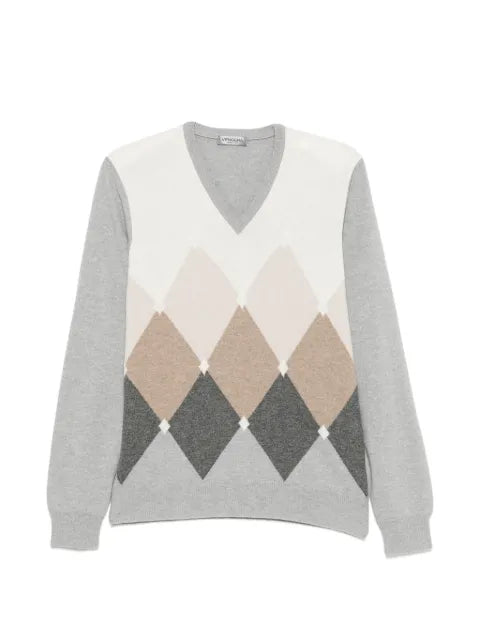 Vengera argyle-pattern V-neck sweater