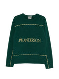 JW Anderson logo-embroidered wavy-stitch sweater