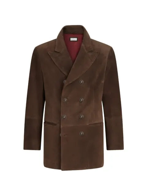 Brunello Cucinelli suede pea coat