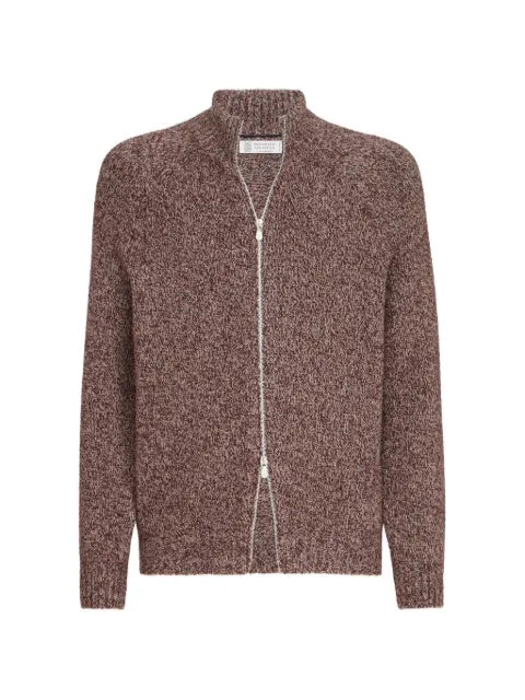 Brunello Cucinelli virgin wool, silk and cashmere chiné cardigan