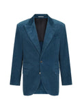Brunello Cucinelli denim-effect cotton velvet Tailor blazer with peak lapels
