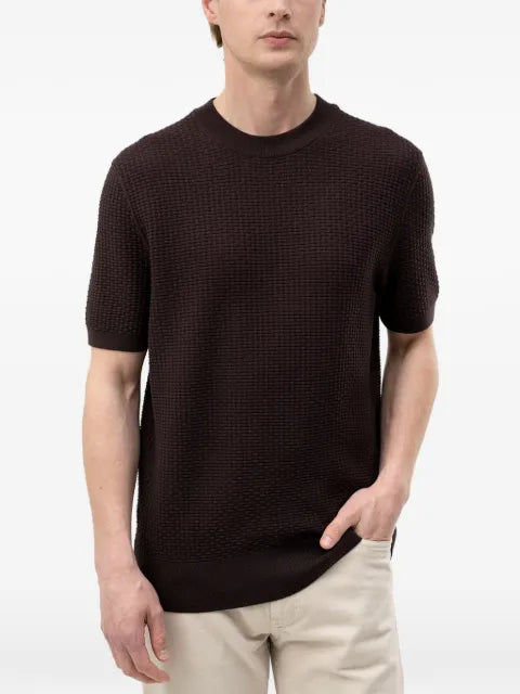 BOSS knitted-structure sweater in cotton