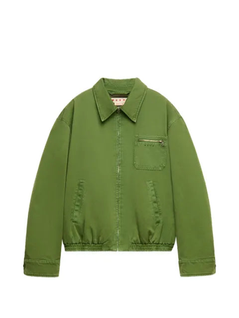 Marni green cotton jacket with zip pocket