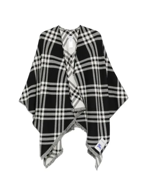 Burberry check frayed cape