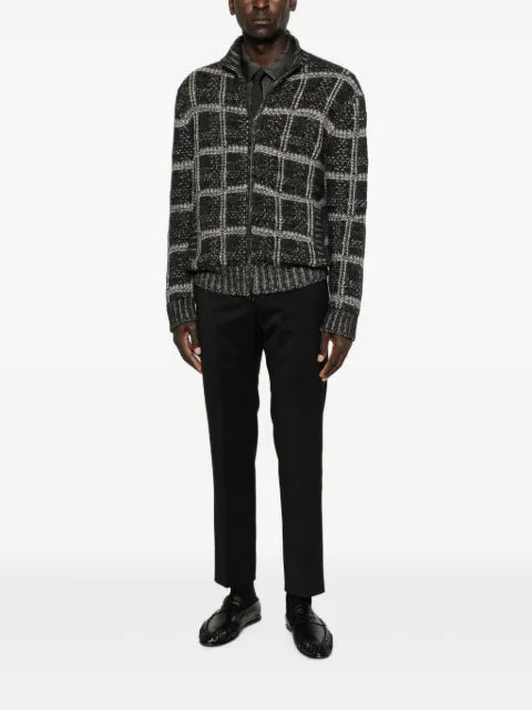 Canali check-pattern zip-up cardigan