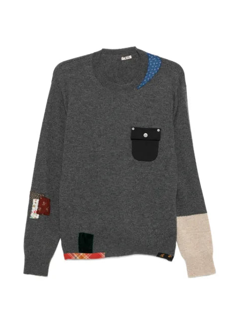 KHOKI patchwork flap-pocket sweater