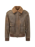 D-FOUR shearling-collar epaulette jacket
