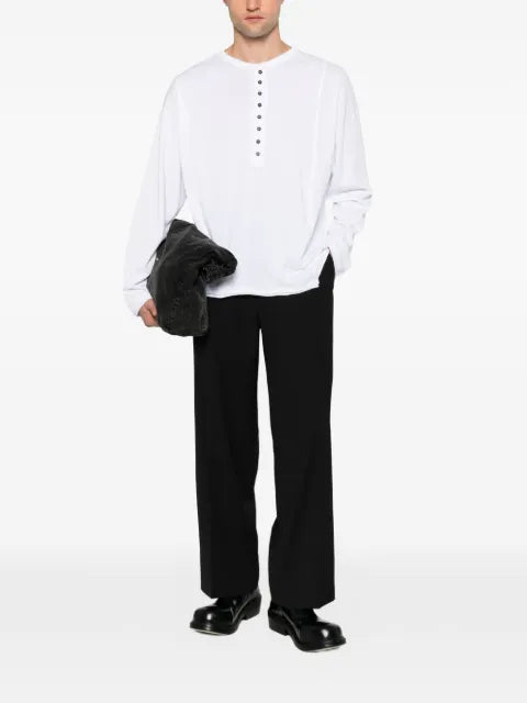 Isabel Benenato henley-neck raw-edge sweatshirt