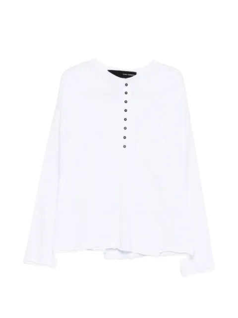 Isabel Benenato henley-neck raw-edge sweatshirt