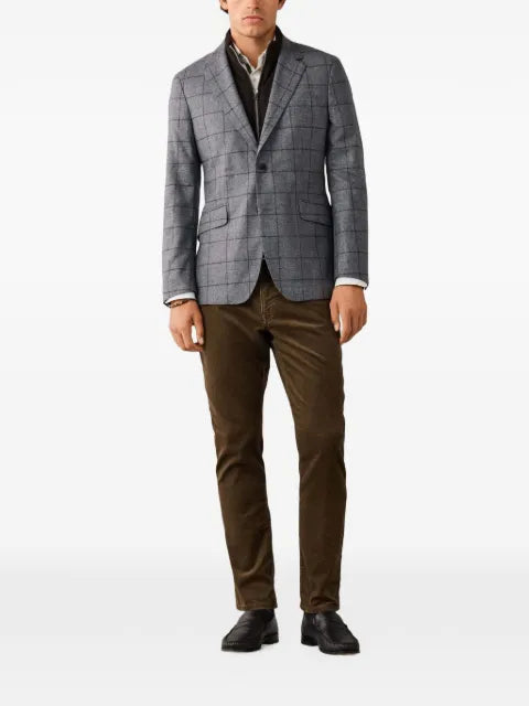 Hackett London windowpane-check bib-detail blazer