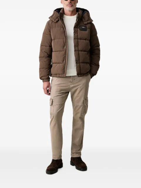Aeronautica Militare quilted hooded jacket