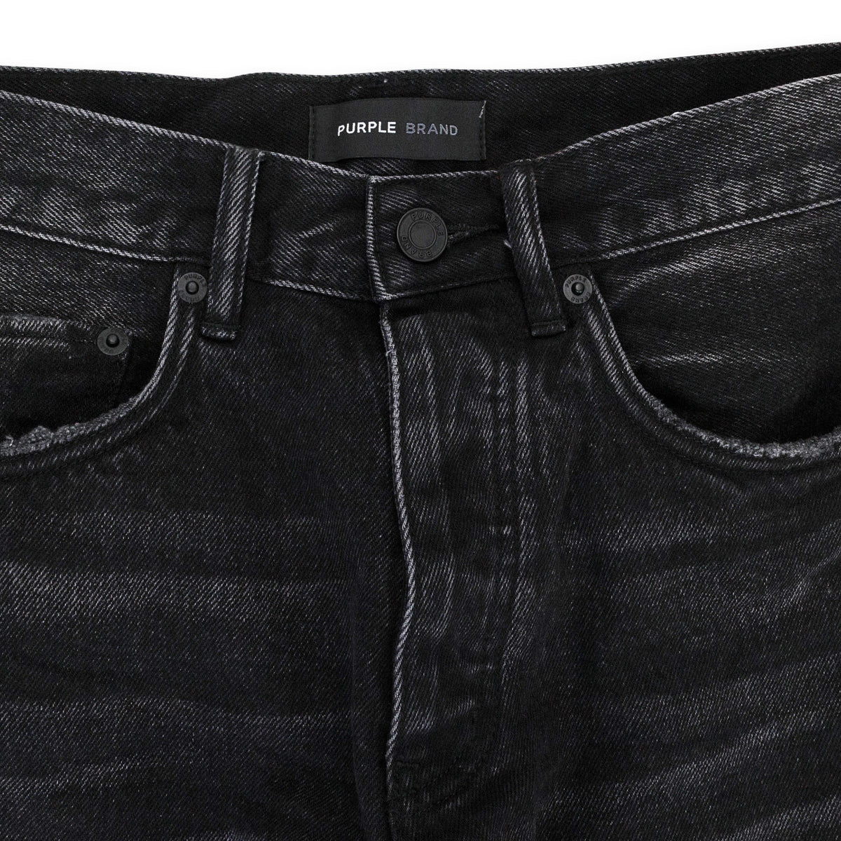 Black P011 Distressed Straight Leg Cargo Jeans