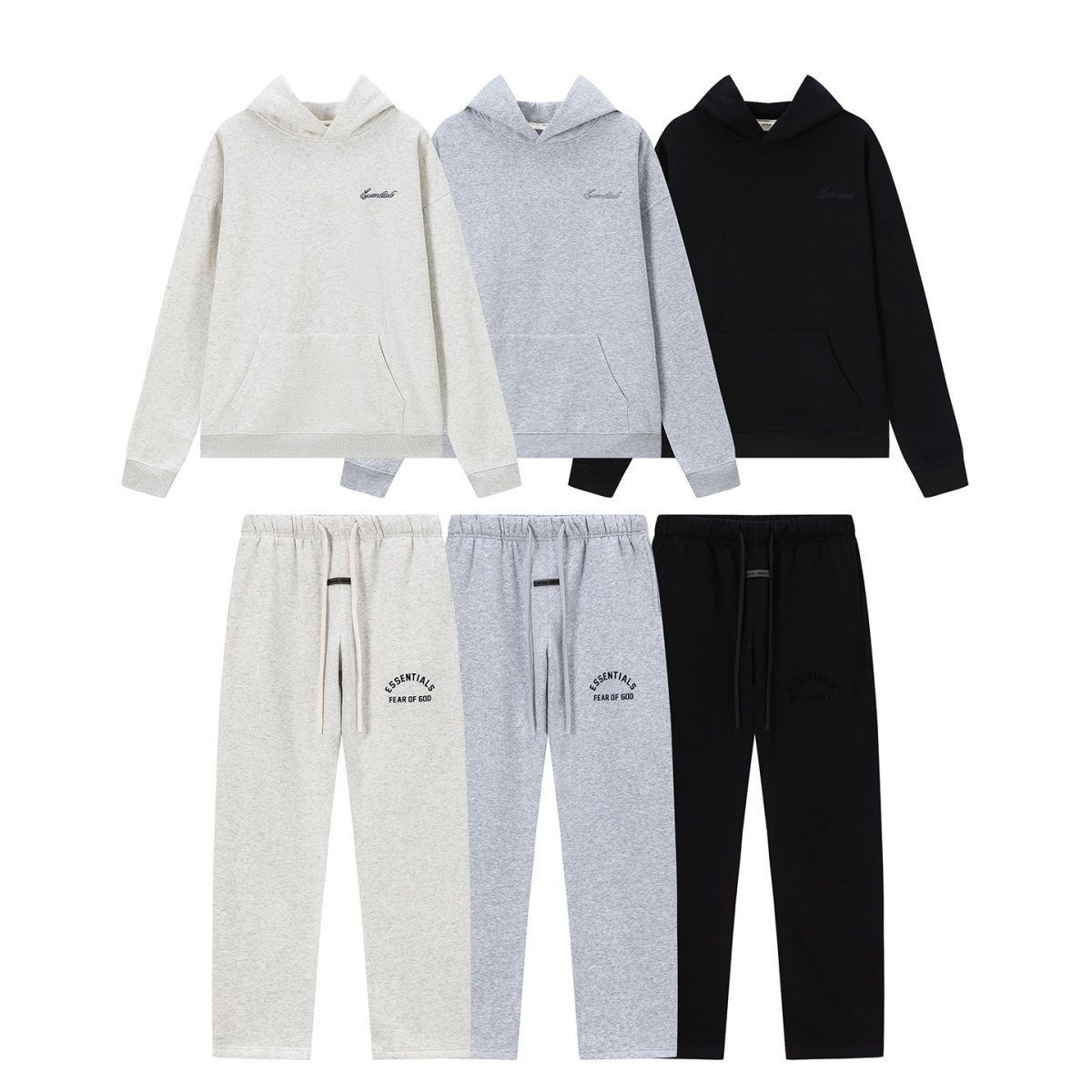 Fear Of God Essentials 3D Silicone Logo Fleece Hoodie Sweatpants Set