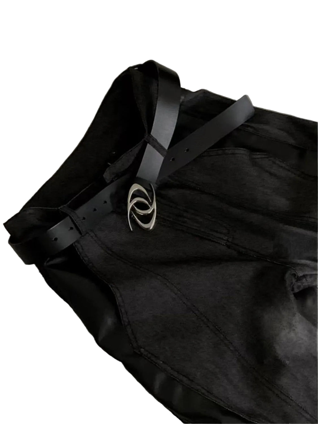 Punk Dual Swirl Metal Buckle Leather Belt Avant-Garde Waist Belt