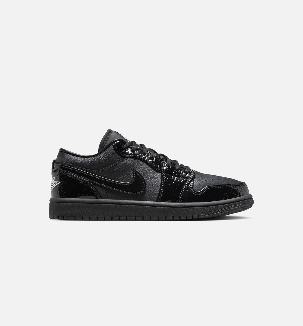 Air Jordan 1 Low Patent Elephant Women's Lifestyle Shoe - Black/Black/White/Metallic Silver