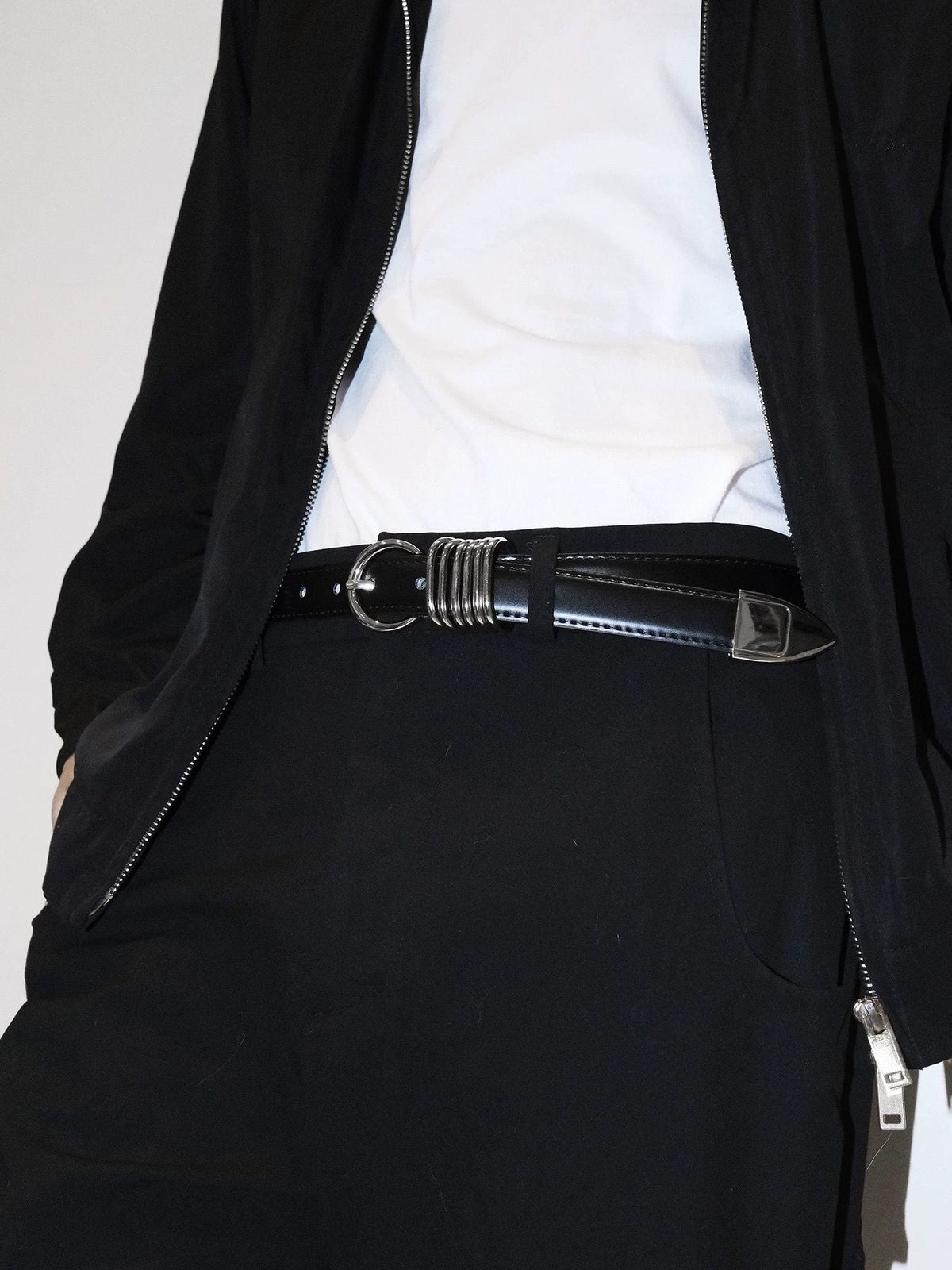 Multi Ring Metal Buckle Leather Belt Unisex Denim Waist Belt