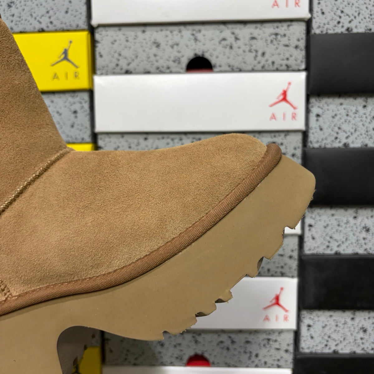 UGG Funkette Platform Clog – Women's Sherpa-Collar Suede Mule in Camel
