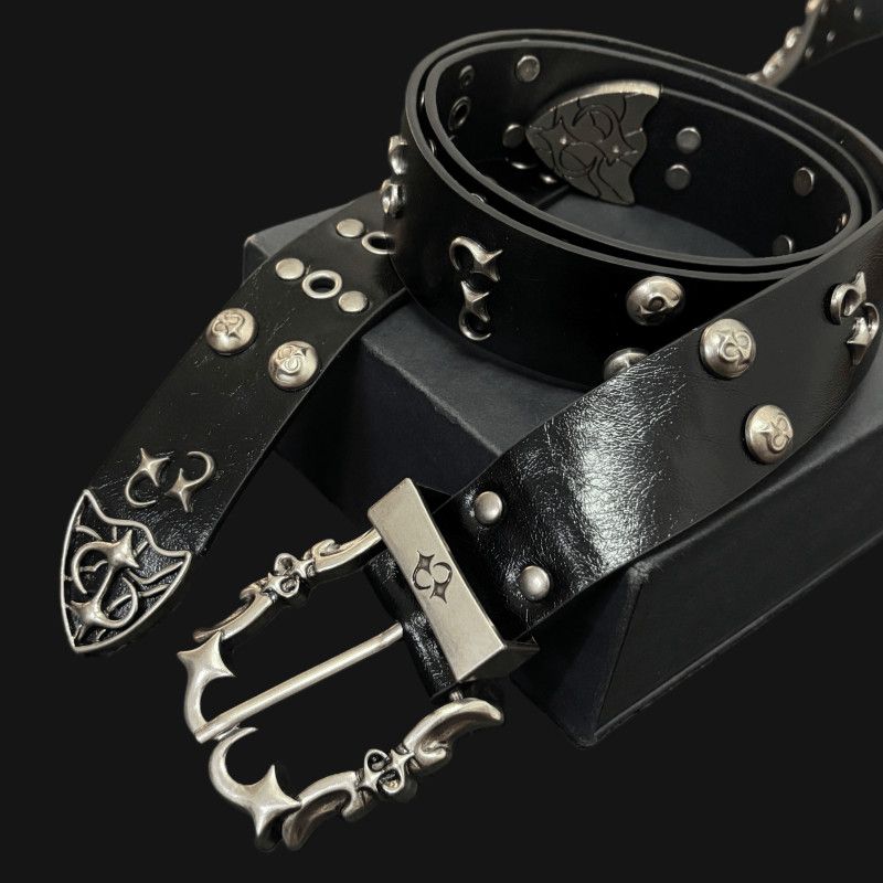 Vintage Metal Engraved Belt Dark Heavy Hip Hop Punk Studded Waist Belt