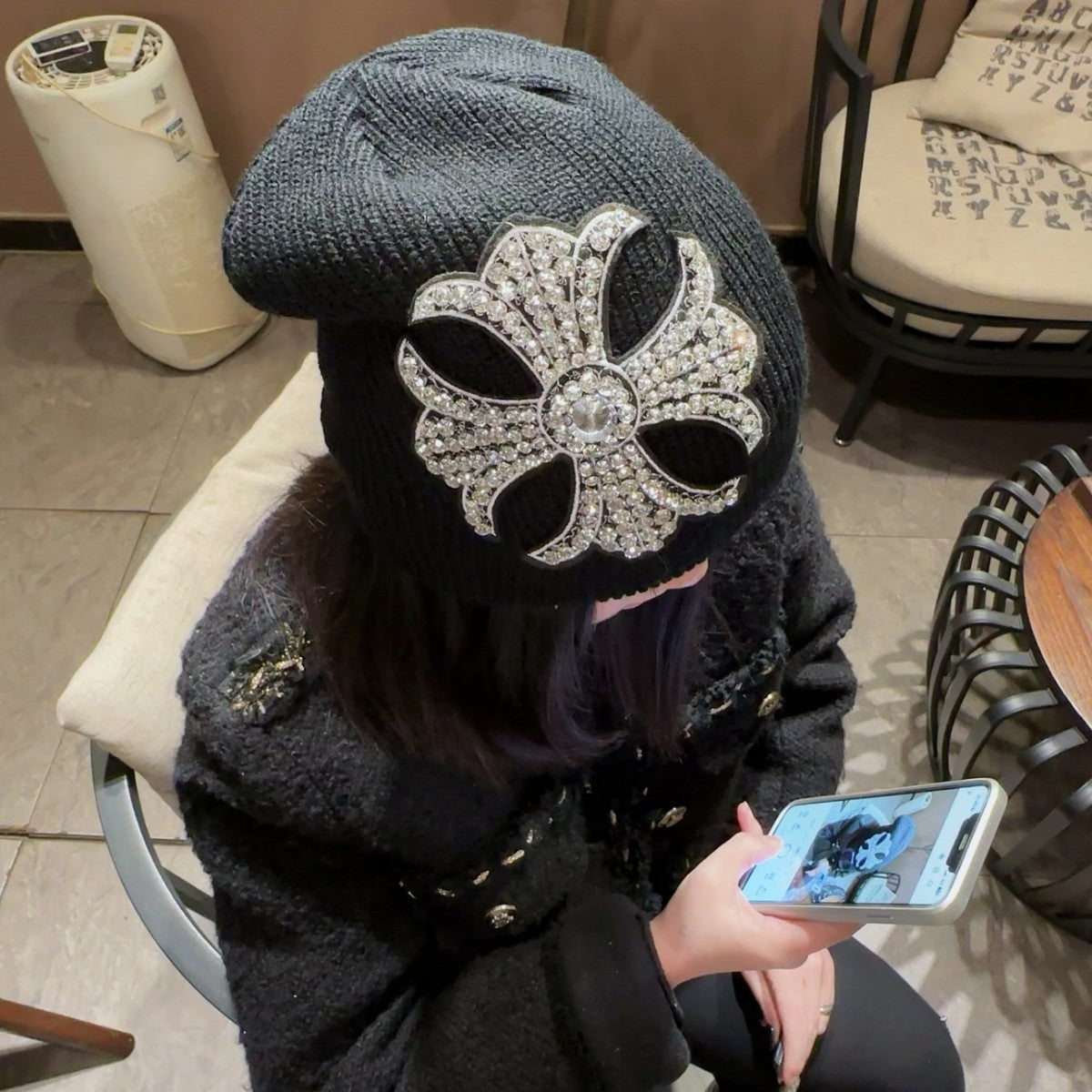Rhinestone Cross Gem Knit Beanie Multi‑Style Streetwear Unisex