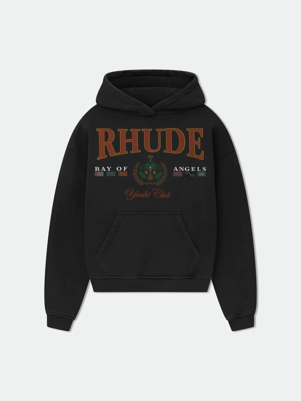 RHUDE Bay Of Angels Yacht Club Graphic Hoodie Black