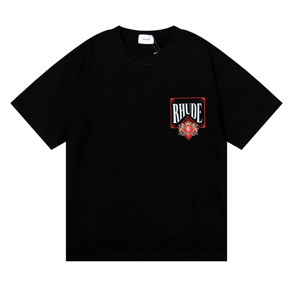 Rhude T-shirt Micro Label Letter Card Print Short Sleeve T-shirt